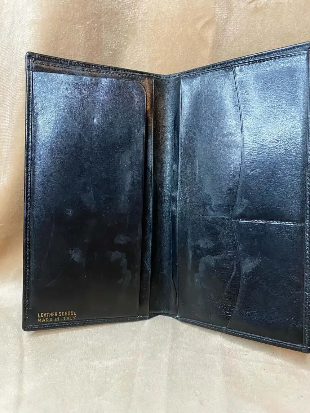 Vintage Scuola del Cuoio Florence Leather Wallet with Gold Fleur-de-lis